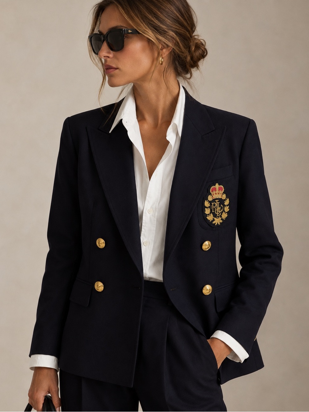 Rare Vintage Lauren Ralph Lauren Wool Crest Blazer Gold Buttons 10P